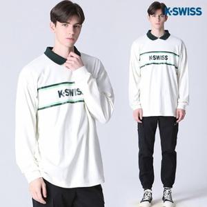 [케이스위스(K-SWISS)] 3컬러 배색 스트라이프 긴팔 카라티