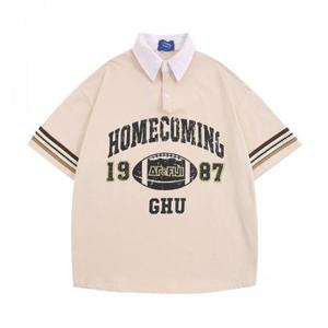 가바바 남녀공용 1987 레터링 오버핏 카라 반팔 티셔츠 G76910 (빅사이즈 M~XL)