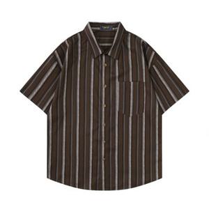 가바바 남녀공용 세로 줄무늬 PK 오버핏 카라 반팔 셔츠 G76810 (빅사이즈 M~2XL)