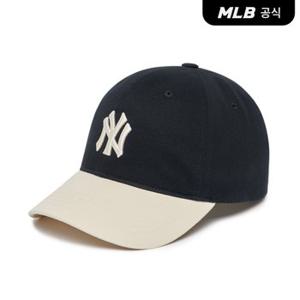 [코리아공식][문가영 착용] 베이직 배색 언스트럭쳐 볼캡 NY (Black)