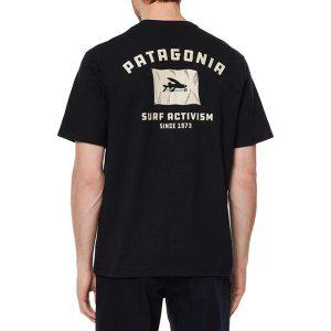 파타고니아 반팔 티셔츠 루즈핏 헤비코튼 아웃도어 오가닉 클래식 컬러 웨이브 커플 라운드