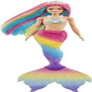 바비 인어 공주 드림토피아 인형 무지개 머리 마법 물 활성화 색상 변경 기능 barbie