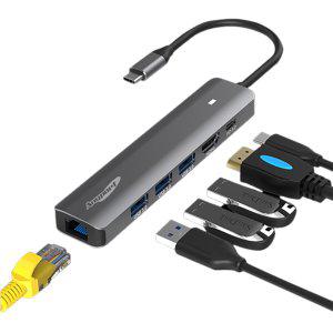 C타입 USB 허브 3.0 맥북 노트북 닌텐도 스위치 삼성 덱스 HDMI 미러링 멀티허브 도킹스테이션 SD 카드리더기 랜포트 PD 충전
