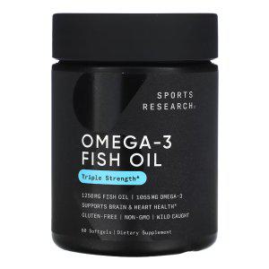 스포츠리서치 오메가3 Fish Oil 60캡슐 초임계 rTG DHA 초임계 장용성 알티지