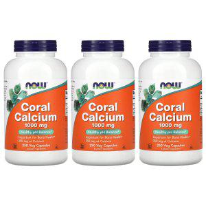 3개 세트 나우푸드 코랄 칼슘 1000mg 250캡슐 산호 Coral Calcium pH