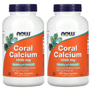 2개 세트 나우푸드 코랄 칼슘 1000mg 250캡슐 산호 Coral Calcium pH