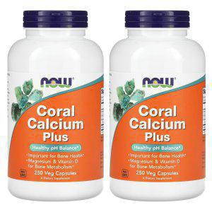 2개 세트 나우푸드 코랄 칼슘 플러스 250캡슐 산호 마그네슘 Coral Calcium