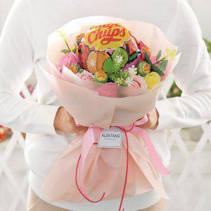 벨 사탕꽃다발 핑크 츄파춥스 화이트데이 부케 선물