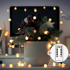원형 100구 파티조명 화이트 LED 전구 리모콘