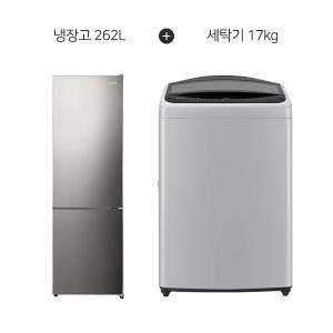 엘지 17kg 통돌이 세탁기+루컴즈 262L 2도어 냉장고 렌탈 T17DX3A+R262M01-S (S) 상품권 당일 지급