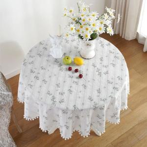 둥근 식탁보 면 테이블 천, 술이  방진 꽃무늬 원형 커버, 주방 식당 탁상 장식