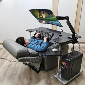 누워서 컴퓨터 PC방 책상 게이밍 전동 넓은 일체형 리프트업 테이블