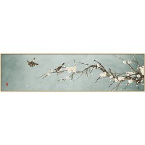 침실 동양화 꽃그림 액자 가로 긴 대형 엔틱 중국풍 심플 힐링 은행잎 캔버스 그림