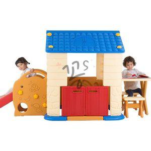 [신세계몰]꽁S샵 에듀플레이하우스4 블루 (놀이집+미끄럼틀+테이블과의자세트) 아기놀이집 아이방