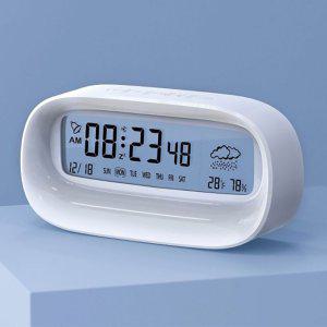 탁상 디지털 온습도계 시계 화이트 알람 용 전자 온도