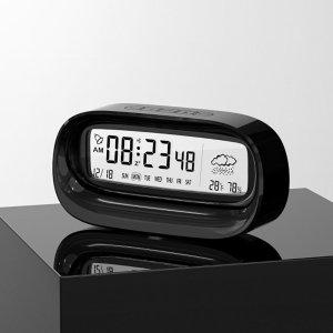 탁상 디지털 온습도계 시계 블랙 전자 용 알람 온도