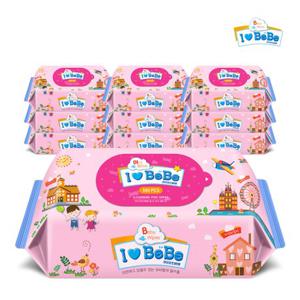  아이러브베베  핑크 100매 10팩 대용량 리필형 아기물티슈