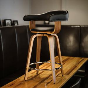  에이비퍼니쳐  채플린 회전 원목 가죽 홈바텐 높은 아일랜드 식탁 홈바 의자 베이지 70cm