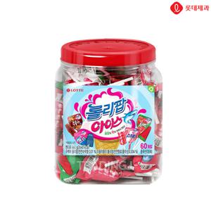 롯데제과 롤리팝 아이스 660g(60입) 수박바 스크류바 죠스바 주물러콜라 막대사탕 캔디