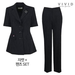 (비비드 시크릿가너)VIVID SET 여성 롱스트라이트 여름정장자켓+팬츠 세트