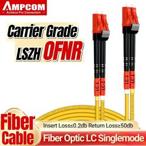 AMPCOM LC-LC UPC 광섬유 패치 케이블, 단일 모드 듀플렉스 SMF 9/125 μm 단일 모드 벤드 민감하지 않은 2.0mm 광섬유 코드