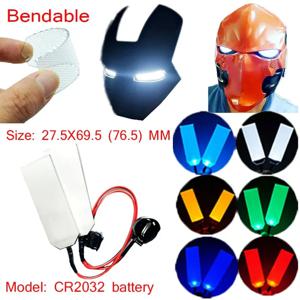 유연한 구부릴 수 있는 DIY LED 라이트 눈 키트, 27.5x69.5(76.5)mm, 할로윈 헬멧 마스크, 눈 조명, 코스프레 액세서리, CR2032 입력
