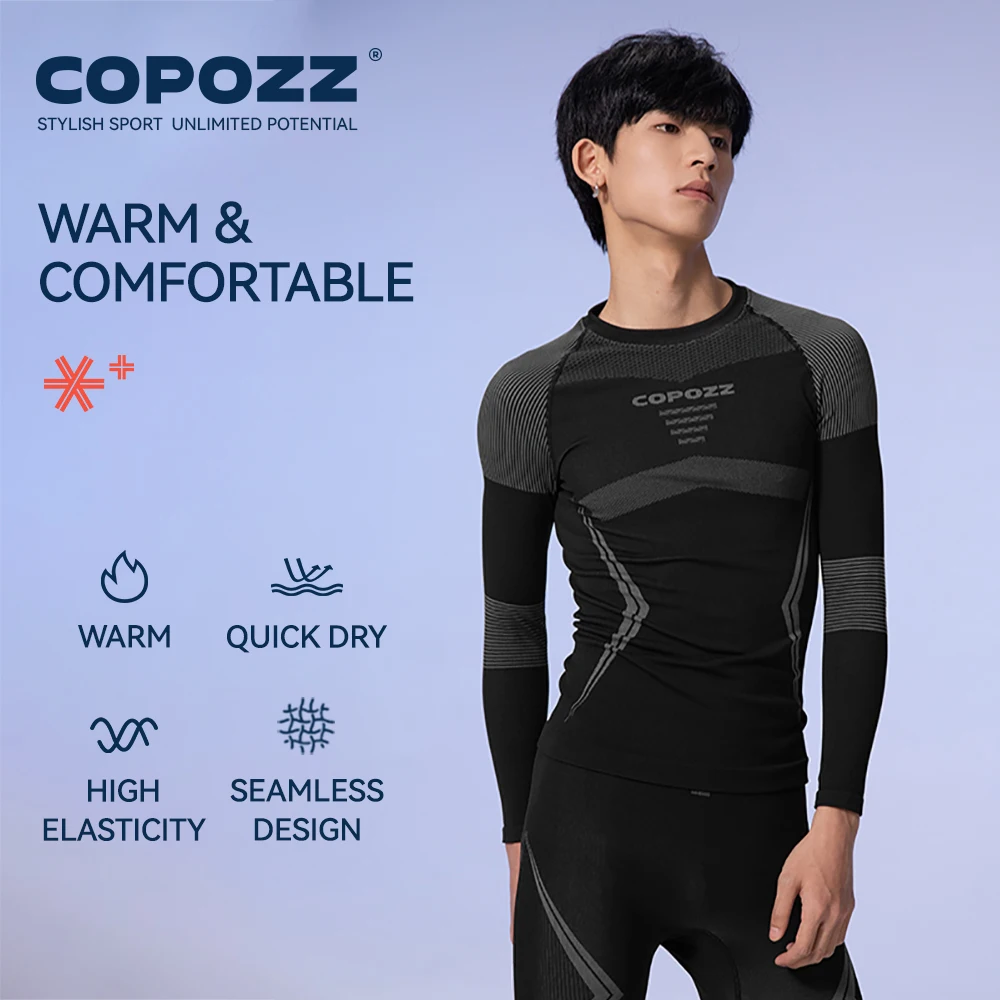 COPOZZ 남녀공용 스키 보온 속옷 세트, 속건성 기능성 압축 운동복, 타이트한 스노보드 상의 및 바지, 성인용