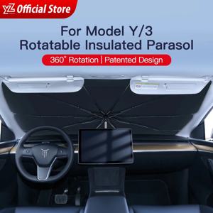 YZ 테슬라 모델 3 모델 Y용 자동차 앞 유리 차양, 360 ℃ 회전, UV 커버 햇빛가리개 2024, 자동차 액세서리, 선 바이저