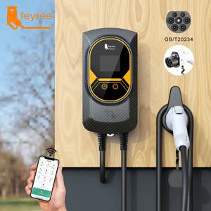 Feyree EV 충전기 GB/T 소켓 EVSE 월박스, 전기차 앱 제어 충전 스테이션, 7.6KW, 5m 케이블, 32A, 22KW, 3 상 16A, 11KW