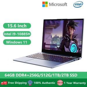 노트북 데스크탑 컴퓨터 I9 사무실 게이밍 노트북, 윈도우 11, 15.6 인치, 10 세대 인텔 코어 I9-10885H, 64GB RAM, 2TB SSD, 듀얼 M.2 RJ45