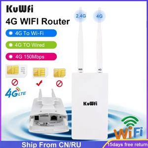KuWFi 방수 야외 4G 와이파이 라우터, 150Mbps CAT4 LTE 라우터, 3G/4G SIM 카드 라우터 모뎀, IP 카메라 및 외부 와이파이 커버리지