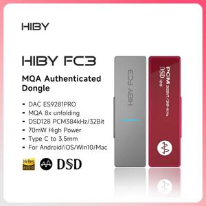 HiBy FC3 휴대용 MQA 8X 동글 C타입 USB DAC 오디오 HiFi 디코더, 헤드폰 앰프, DSD128 3.5 잭, 안드로이드 iOS 맥 Win10 용