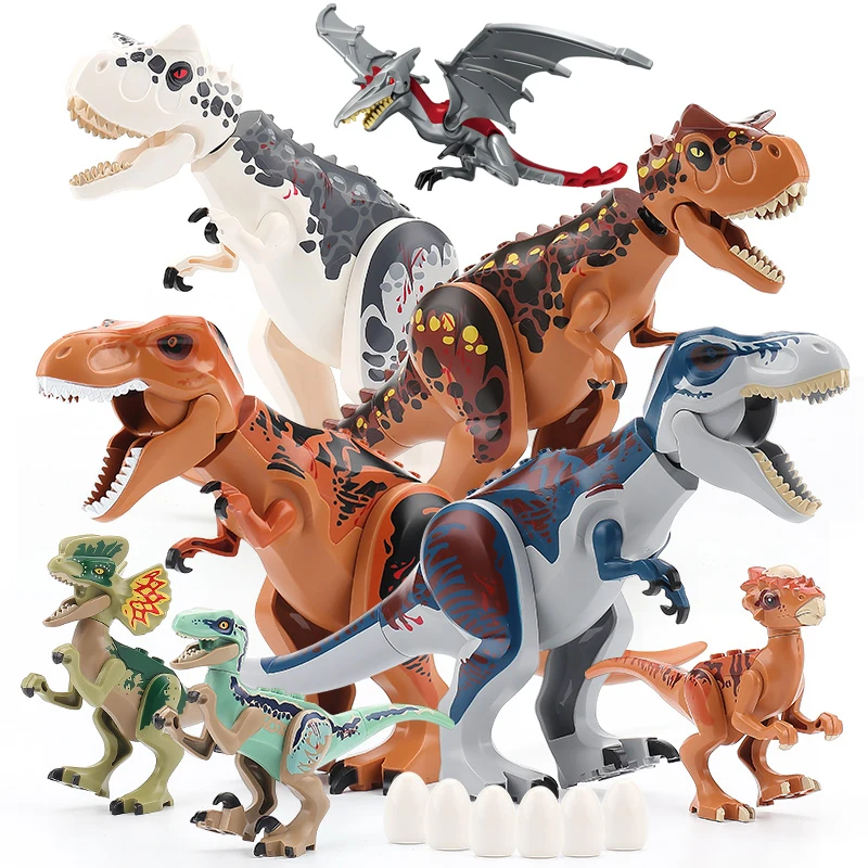 쥬라기 다이노 월드 대형 공룡 피규어 브릭 빌딩 블록, 벨로키랍토르 T-Rex 트리케라톱스, 인도미누스 렉스, 어린이용 장난감