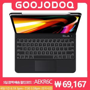 GOOJODOQ LCD 디스플레이 매직 키보드, 아이패드 프로 11 프로 12 9 12.9 에어 5 에어 4, 아이패드 키보드, 폴리오 한국어 스페인어 GK04