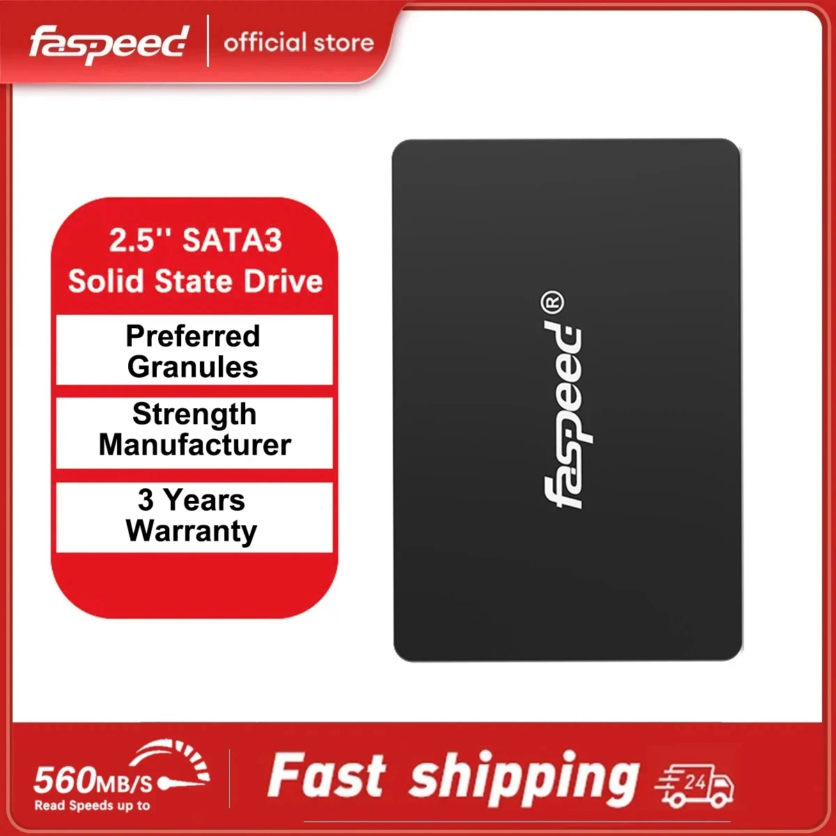 Faspeed SATA 3 SSD 내장 2.5, 1TB, 2TB, 솔리드 스테이트 디스크, 256 GB, PC 노트북 데스크탑 노트북용, 128GB, 256 GB, 512GB