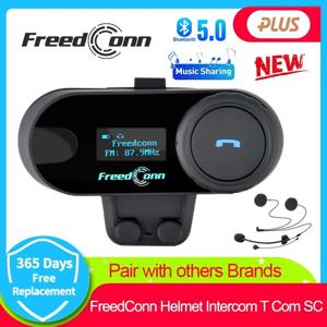Freedconn T Com SC 블루투스 오토바이 인터콤 헬멧 헤드셋, 무선 통신 인터폰, BT 5.0 음악 공유, 10 명의 라이더