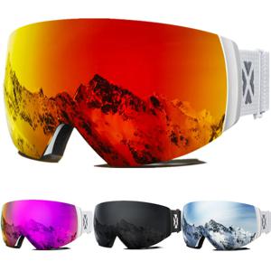 MAXJULI 전문 마그네틱 스키 고글, 이중 레이어 렌즈, 김서림 방지, UV400 스키 스노보드 안경, 남녀공용 스노모빌 M6