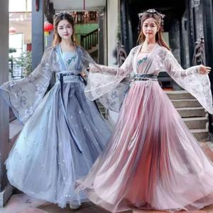 2022 전통 여성 꽃 한푸 드레스, 고대 중국 의상, 아름다운 춤 한푸, 오리지널 공주 당나라 가운