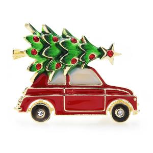 신년 에나멜 자동차 크리스마스 트리 브로치 핀, 여성 패션 주얼리 선물, 트렌디 브로치