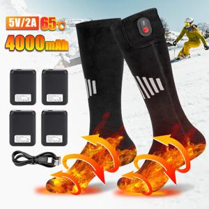 USB 충전식 온열 양말, 야외 스팟 온열 부츠, 설상차 스키 양말, 겨울 온기, 65 ℃, 5000mAh