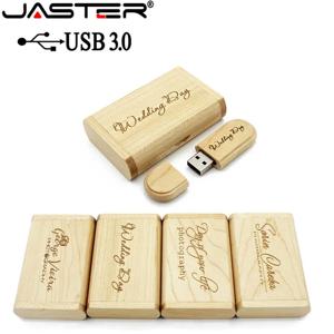 JASTER-USB 3.0 고속 나무 USB 플래시 드라이브, 메이플 우드 + 박스, 4GB 16GB 32GB 64GB 메모리 스틱, 선물, 무료 맞춤 로고