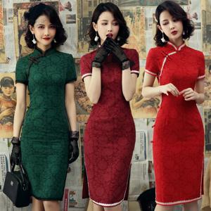 중국 빈티지 치파오 드레스, 아름다운 중국 전통 의상, 3XL