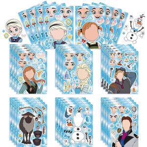 디즈니 겨울왕국 퍼즐 스티커, 나만의 얼굴 만들기, 엘사 올라프 안나 어린이 장난감, 조립 직소, 어린이 파티 게임, 8 16 매