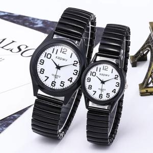 크리에이티브 흑백 신축성 밴드 시계, 노인 커플용 신축성 레트로 시계, 1 개