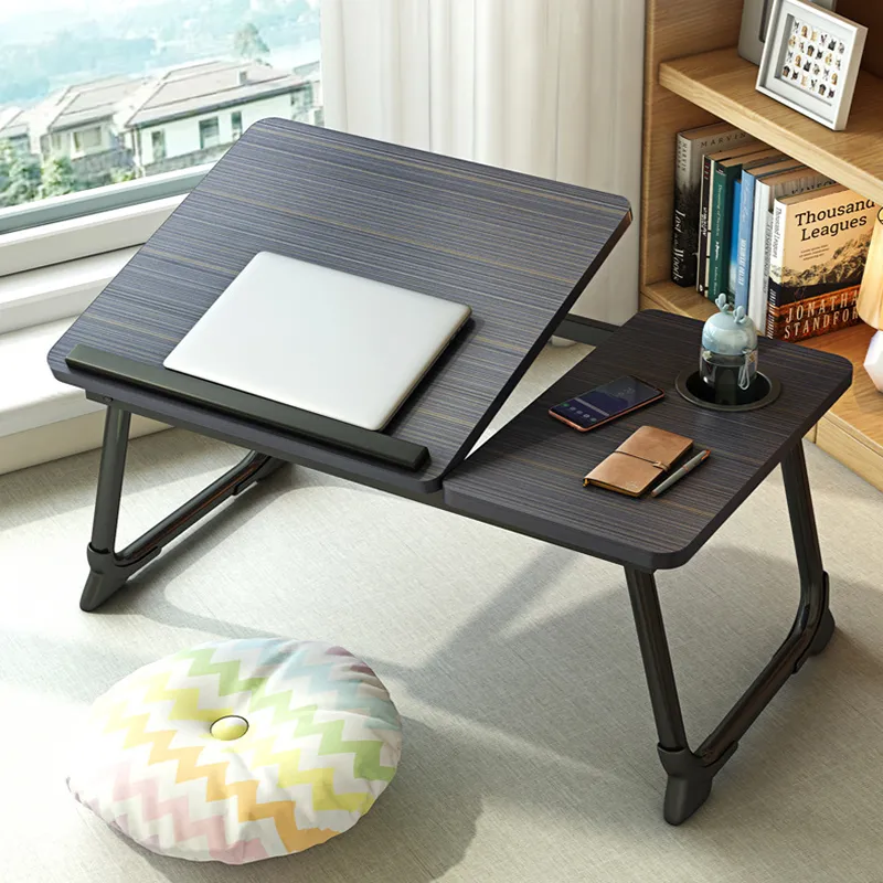 접이식 노트북 책상 침대 및 소파 노트북 침대 트레이 테이블 책상 휴대용 무릎 책상, 공부 및 독서 침대 상단 트레이 테이블