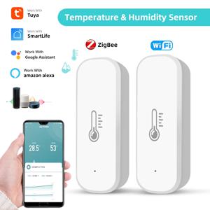 Tuya-Zigbee/WiFi 스마트 온도 습도 센서, 실내 습도계 온도계 앱 실시간 모니터 알렉사 구글로 작동