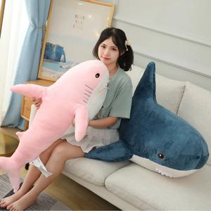 다채로운 상어 봉제 장난감, 블루, 핑크, 그레이, 박제 동물 물고기, 부드러운 인형, 고래 수면 베개, 귀여운 어린이 소녀 소년 선물, 15-140cm