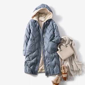 SEDUTMO 겨울 긴 오버사이즈 덕 다운 재킷, 따뜻한 두꺼운 코트, 캐주얼 슬림 후드 퍼퍼 재킷, ED1416, 가을 패션
