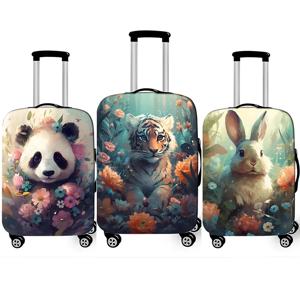 귀여운 동물 호랑이 토끼 팬더 패턴 수하물 커버, 여행용 수채화 여행 가방 보호 커버, 탄성 트롤리 케이스 커버
