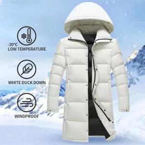 남성용 롱 다운 재킷, 후드 다운 코트, 따뜻한 두꺼운 퍼퍼 재킷, 화이트 덕 다운 파카, 야외 외투, 방풍 코트, 겨울